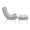 Cloud Contemporary Chair in Natural Wood and Grey Sherpa Fabric with Ottoman — side view
