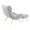 Cloud Contemporary Chair in Natural Wood and Grey Sherpa Fabric with Ottoman — rear three-quarter view