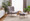 Cloud Contemporary Chair in Natural Wood and Grey Sherpa Fabric with Ottoman — lifestyle photo 2