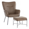 Izzy Industrial Lounge Chair and Ottoman Set in Black Metal and Espresso Faux Leather — product view