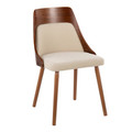 Anabelle Mid-Century Modern Dining/Accent Chair in Walnut and Cream Fabric — product view