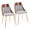 Anabelle accent chair in Gold Metal, Walnut Wood, Grey Fabric, coordinated set view, featuring metal design and fabric design