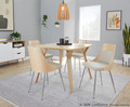 Anabelle accent chair in Chrome Metal, Natural Wood, Cream Fabric, featuring metal design and fabric design