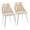 Anabelle Contemporary Dining/Accent Chair in Chrome Metal, Natural Wood, and Cream Fabric- Set of 2 — pair view