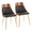 Anabelle Contemporary Dining/Accent Chair in Gold Metal, Walnut Wood, and Brown Faux Leather- Set of 2 — pair view