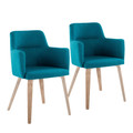 Andrew Contemporary Dining Chair in Whitewashed Wood and Teal Fabric- Set of 2 — pair view