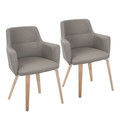 Andrew Contemporary Dining Chair in Whitewashed Wood and Grey Faux Leather- Set of 2 — pair view