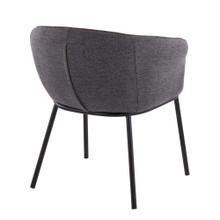 Ashland accent chairs & seating in Black Steel, Charcoal Fabric, back and side view, featuring metal design and fabric design