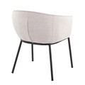 Ashland accent chairs & seating in Black Steel, Cream Fabric, back and side view, featuring metal design and fabric design