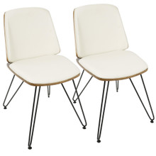 Avery Mid-Century Modern Dining/Accent Chair in Walnut Wood and Cream Faux Leather- Set of 2 — pair view