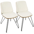 Avery Mid-Century Modern Dining/Accent Chair in Walnut Wood and Cream Faux Leather- Set of 2 — pair view