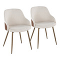 Bacci Contemporary Chair in Antique Copper Metal, Walnut Wood, and Cream Fabric- Set of 2 — pair view
