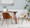 Bacci Contemporary Chair in Antique Copper Metal, Walnut Wood, and Cream Fabric- Set of 2 — lifestyle photo 2