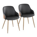 Bacci Contemporary Chair in Antique Copper Metal, Walnut Wood, and Black Faux Leather- Set of 2 — pair view