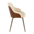 Bacci accent chairs & seating in Antique Copper Metal, Walnut Wood, Cream PU, side view, featuring faux leather design and leather design
