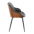 Bacci accent chairs & seating in Black Metal, Walnut Wood, Brown PU, side view, featuring faux leather design and leather design