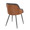 Bacci Contemporary Chair in Black Metal, Walnut Wood, and Brown Faux Leather- Set of 2 — rear three-quarter view