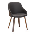 Bacci Mid-Century Modern Dining/Accent Chair in Walnut Wood and Brown Faux Leather — product view