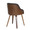 Bacci Mid-Century Modern Dining/Accent Chair in Walnut Wood and Brown Faux Leather — rear three-quarter view
