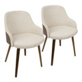 Bacci Mid-Century Modern Dining/Accent Chair in Walnut Wood and Cream Fabric- Set of 2 — pair view