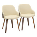 Bacci Mid-Century Modern Dining/Accent Chair in Walnut Wood and Cream Faux Leather — pair view