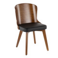 Bocello Mid-Century Chair in Walnut and Black Faux Leather — product view