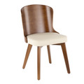 Bocello Mid-Century Chair in Walnut and Cream Faux Leather — product view