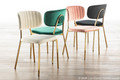 Bouton accent chairs & seating in Gold Metal, Black Velvet