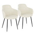 Boyne Contemporary Accent Chair in Black Metal and Cream Fabric- Set of 2 — pair view