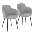 Boyne Contemporary Accent Chair in Black Metal and Dark Grey Fabric- Set of 2 — pair view