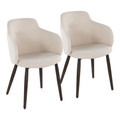 Boyne Farmhouse Dining/Accent Chair in Dark Walnut Wood and Cream Fabric- Set of 2 — pair view