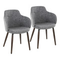 Boyne Farmhouse Dining/Accent Chair in Dark Walnut Wood and Dark Grey Fabric- Set of 2 — pair view