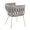 Braided Renee Glam Chair in Gold Metal and Silver Velvet — rear three-quarter view