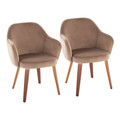 Buena Contemporary Dining Chair in Walnut Wood and Brown Velvet- Set of 2 — pair view