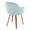Buena Contemporary Dining Chair in Walnut Wood and Light Blue Velvet- Set of 2 — rear three-quarter view