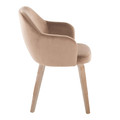 Buena dining chair in Whitewashed Wood, Brown Velvet, side view, featuring wood frame