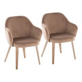 Buena Contemporary Dining Chair in Whitewashed Wood and Brown Velvet- Set of 2 — pair view