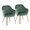 Buena Contemporary Dining Chair in Whitewashed Wood and Green Velvet- Set of 2 — pair view