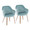 Buena dining chair in Whitewashed Wood, Light Blue Velvet, coordinated set view, featuring wood frame
