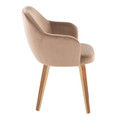 Buena dining chair in Zebra Wood, Brown Velvet, side view, featuring wood frame