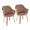 Buena Contemporary Dining Chair in Zebra Wood and Brown Velvet- Set of 2 — pair view