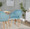 Buena dining chair in Zebra Wood, Light Blue Velvet, featuring wood frame
