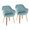 Buena dining chair in Zebra Wood, Light Blue Velvet, coordinated set view, featuring wood frame