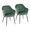 Buena Contemporary Dining Chair in Black Metal and Green Velvet- Set of 2 — pair view