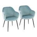 Buena Contemporary Dining Chair in Black Metal and Light Blue Velvet- Set of 2 — pair view
