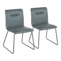Casper Industrial Chair in Black Metal and Green Faux Leather Fabric- Set of 2 — pair view