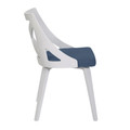 Charlotte accent chairs & seating in White Textured Wood, Blue Fabric, side view, featuring upholstered seat