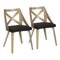 Charlotte Farmhouse Chair in Whitewashed Wood and Charcoal Fabric- Set of 2 — pair view