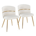 Cinch Glam/art Deco Dining Chair in Gold Metal and Cream Velvet- Set of 2 — pair view