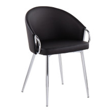 Claire Contemporary/Glam Chair in Silver Metal and Black Faux Leather — product view